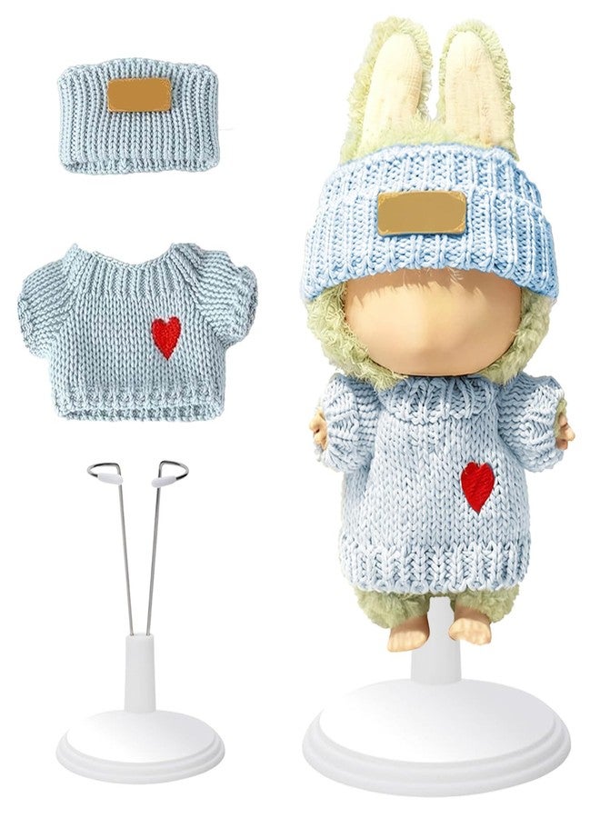 SHUOXUKE for Adjustable White Display Stand with 2-Piece Doll Outfit (Sweater & Hat) for 17cm Dolls - Cute 3-Piece Accessories Set - Image 1